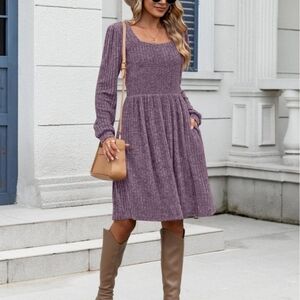 Elegant Purple Knit Dress
